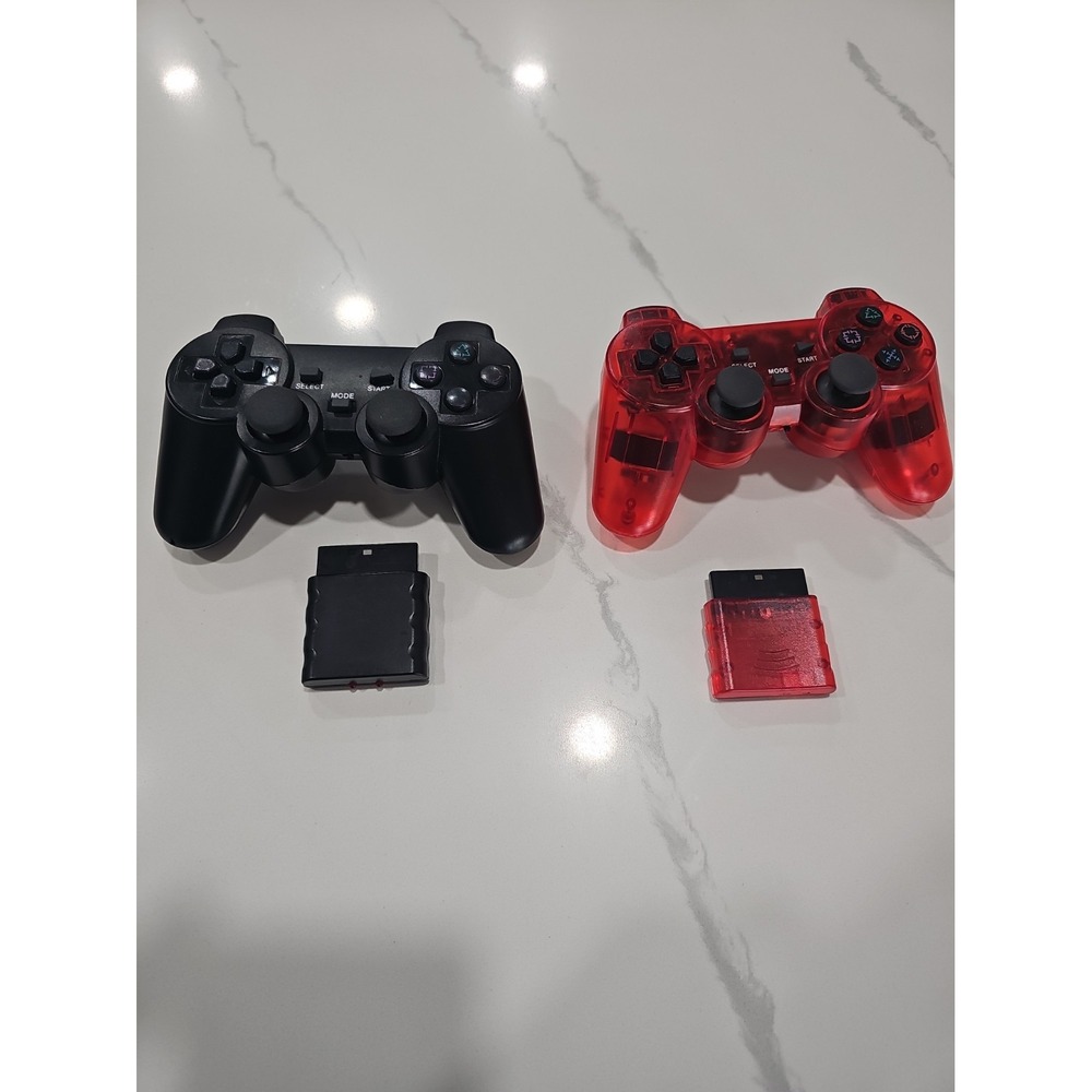 PS2 2 wireless controller Transparent Red / Black. Tested.